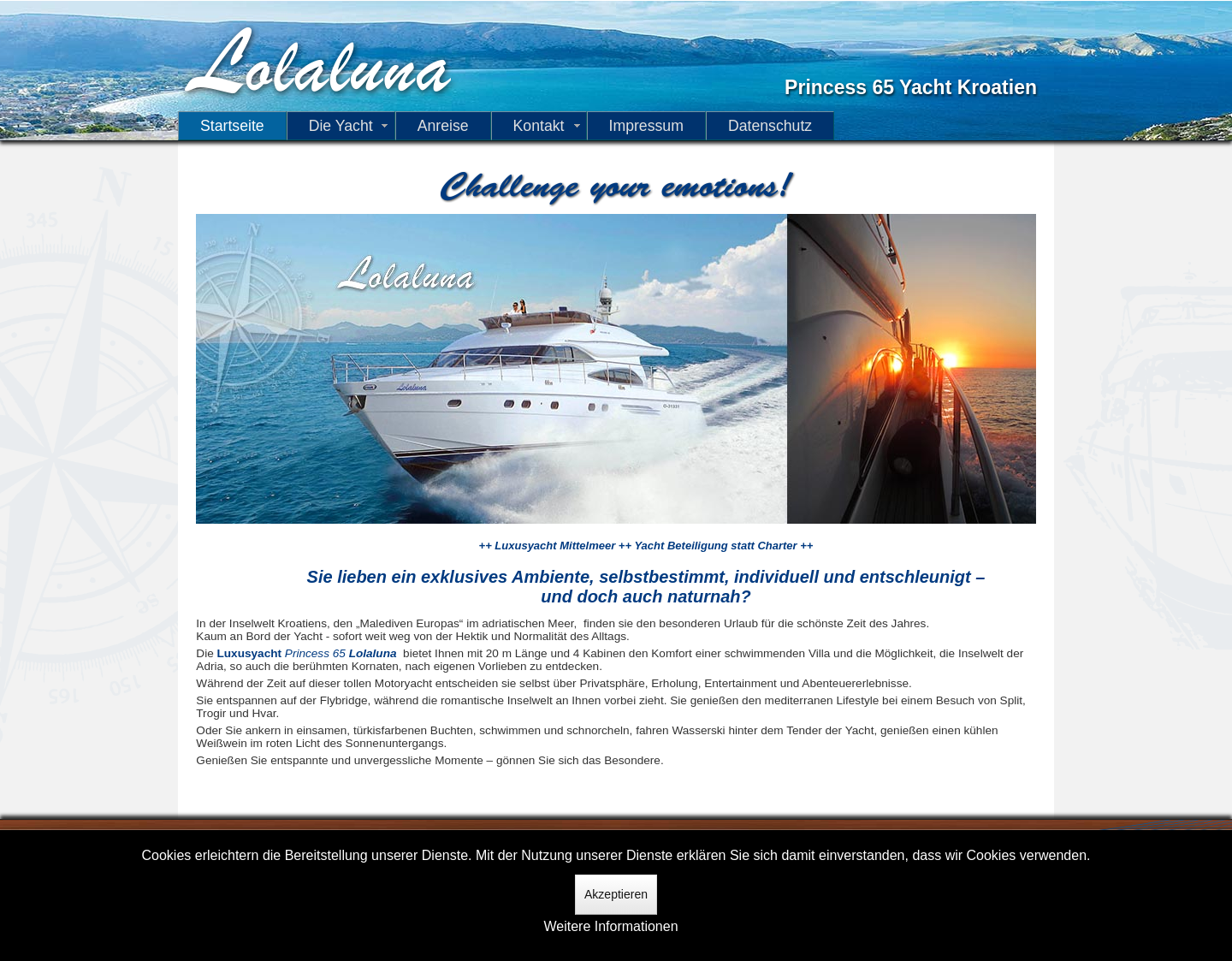 Aktuelle Website-Vorschau von Lunaris Yachting - Yacht Charter