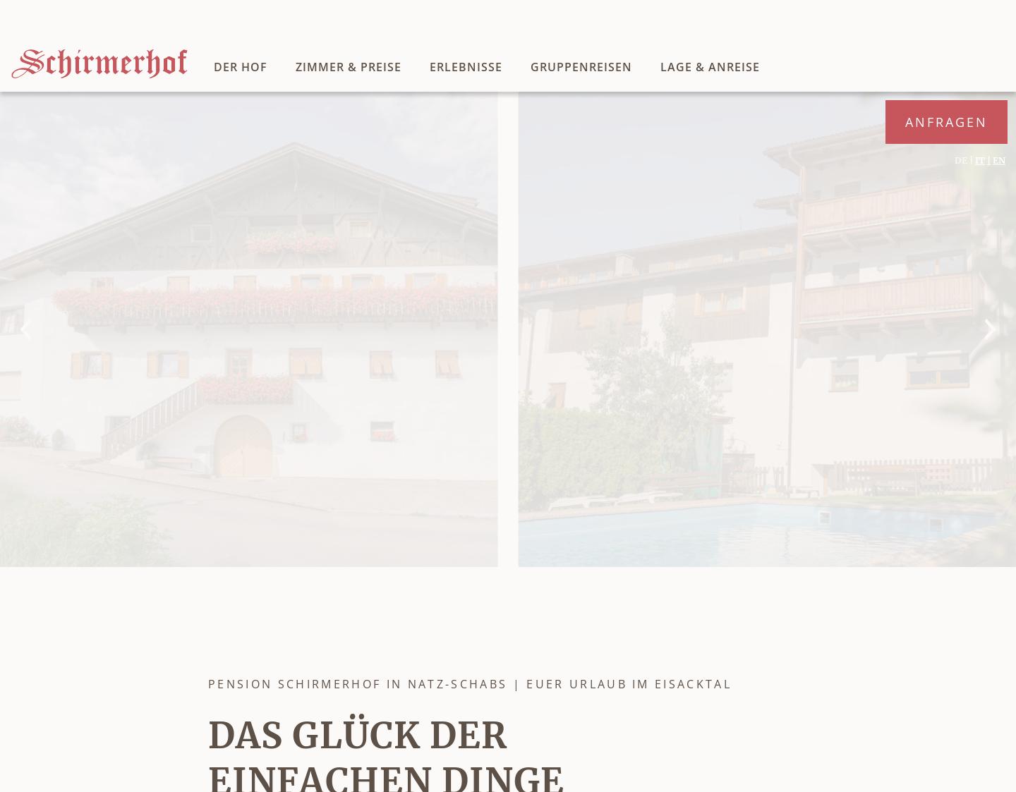 Aktuelle Website-Vorschau von Pension Schirmerhof in Natz