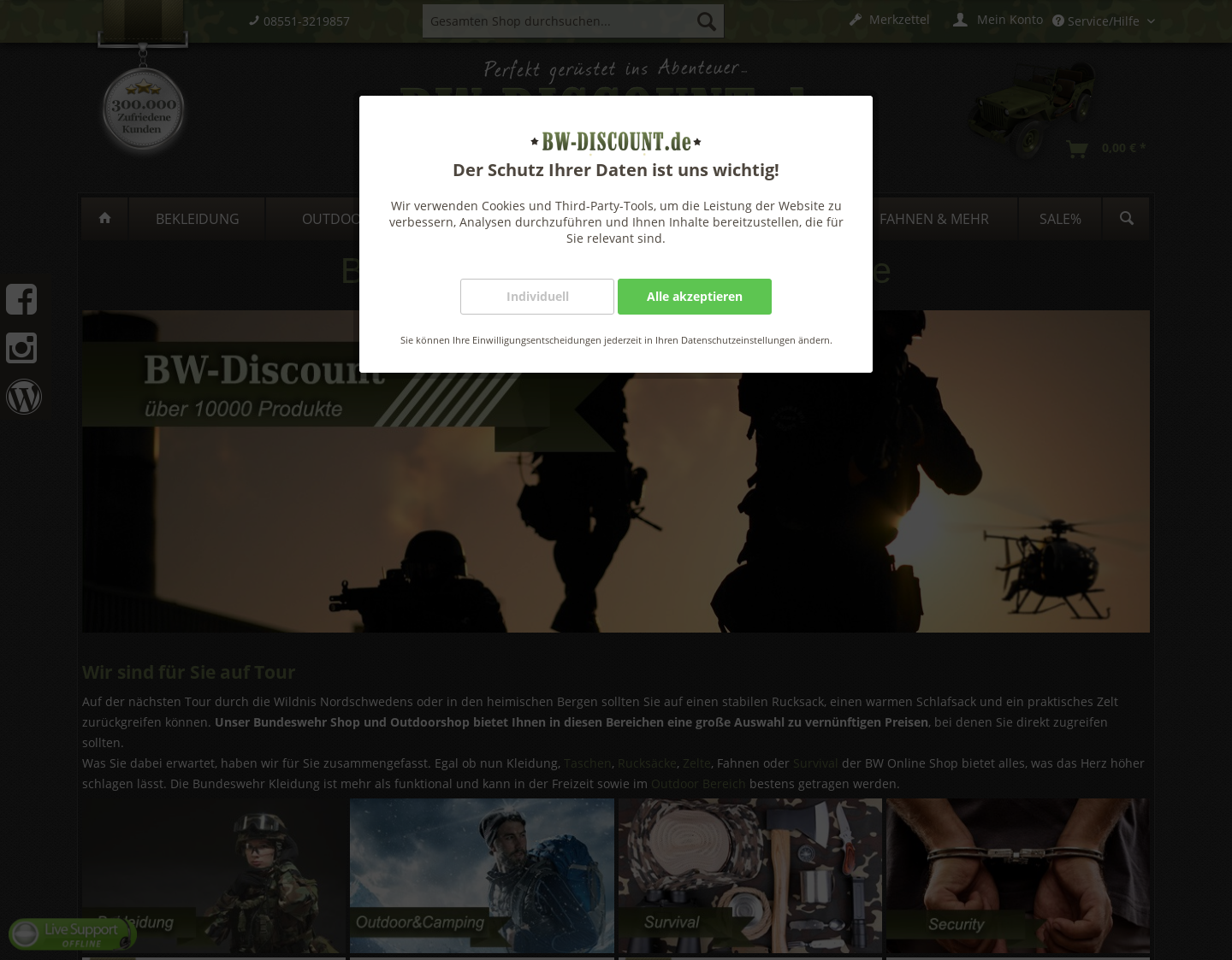 Aktuelle Website-Vorschau von Militär Shop