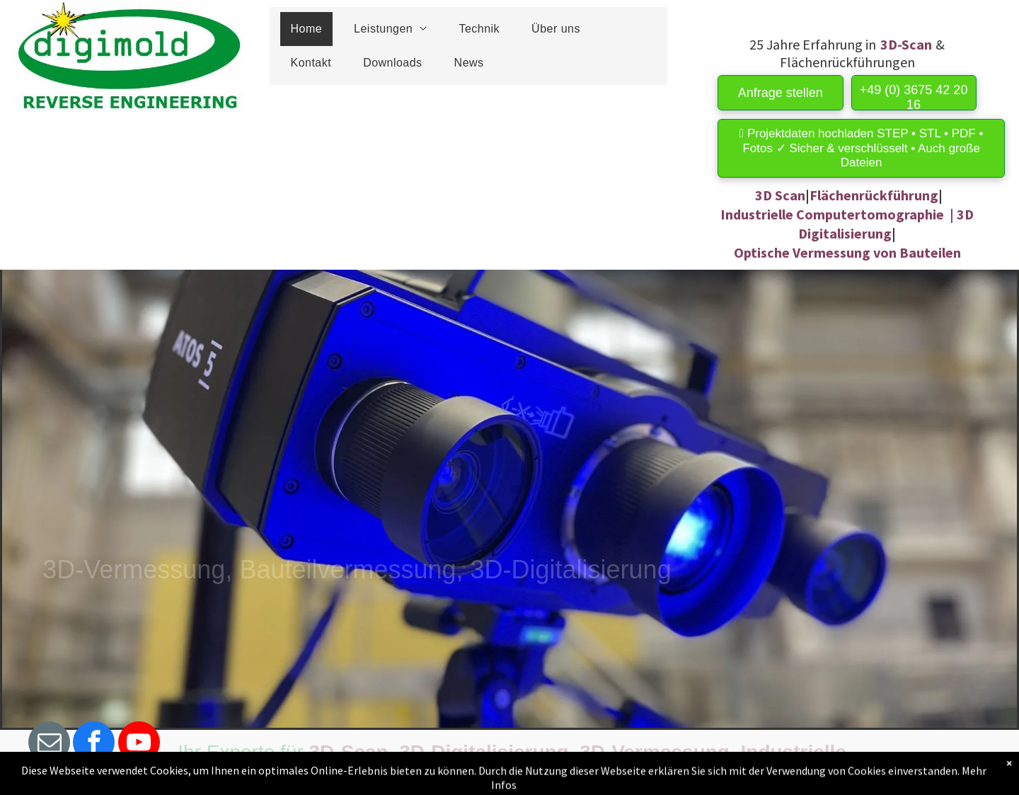 Aktuelle Website-Vorschau von Flächenrückführung 3D-Scan