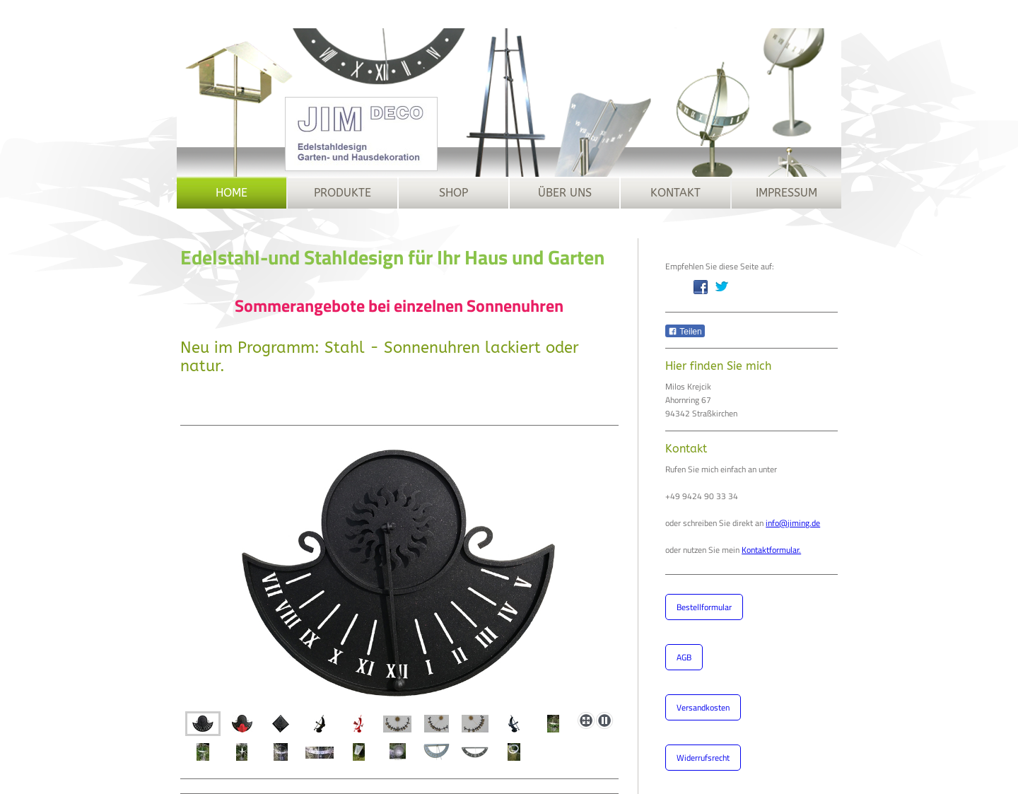 Aktuelle Website-Vorschau von Jim Dekoration - Edelstahldesign