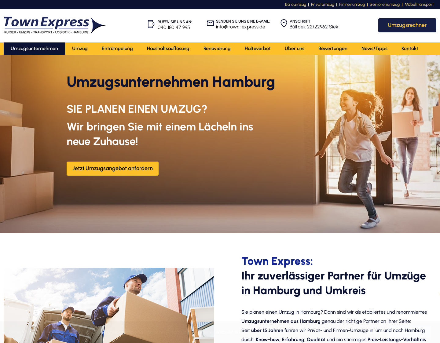 Aktuelle Website-Vorschau von Umzugsunternehmen Hamburg