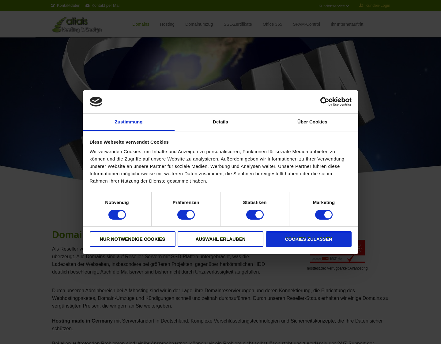 Aktuelle Website-Vorschau von Hosting ohne wischi-waschi