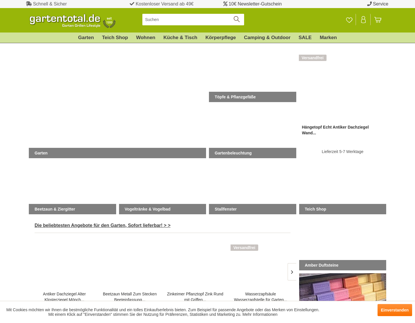 Aktuelle Website-Vorschau von Der Garten Shop für das ganze Jahr