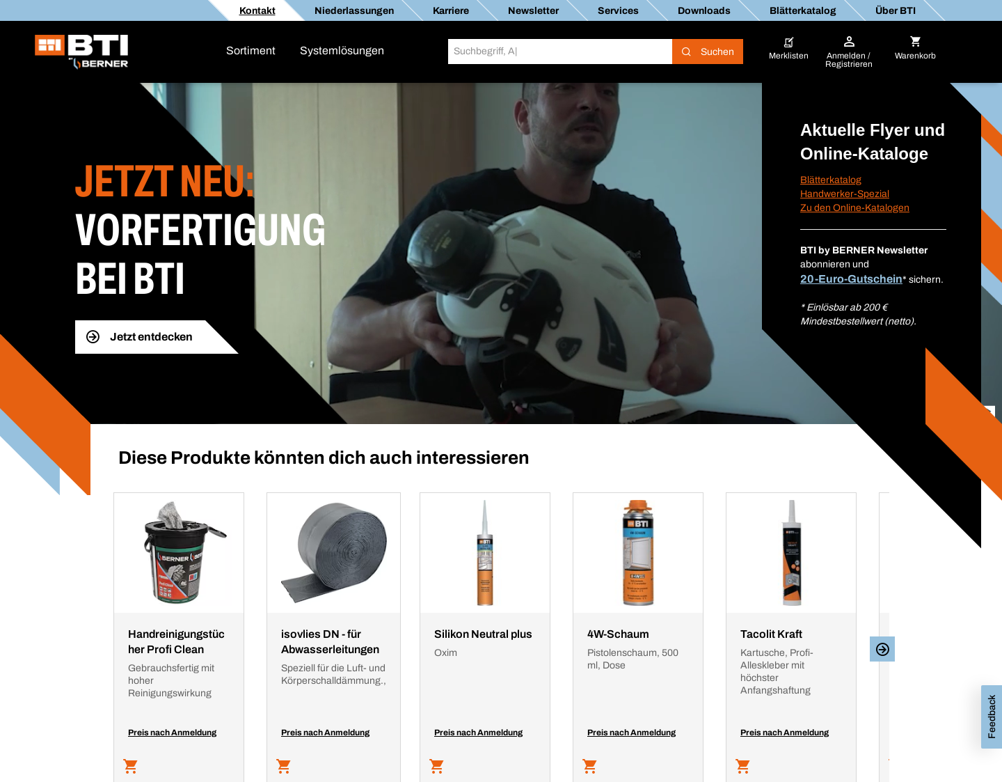 Aktuelle Website-Vorschau von BTI Befestigungstechnik GmbH & Co. KG
