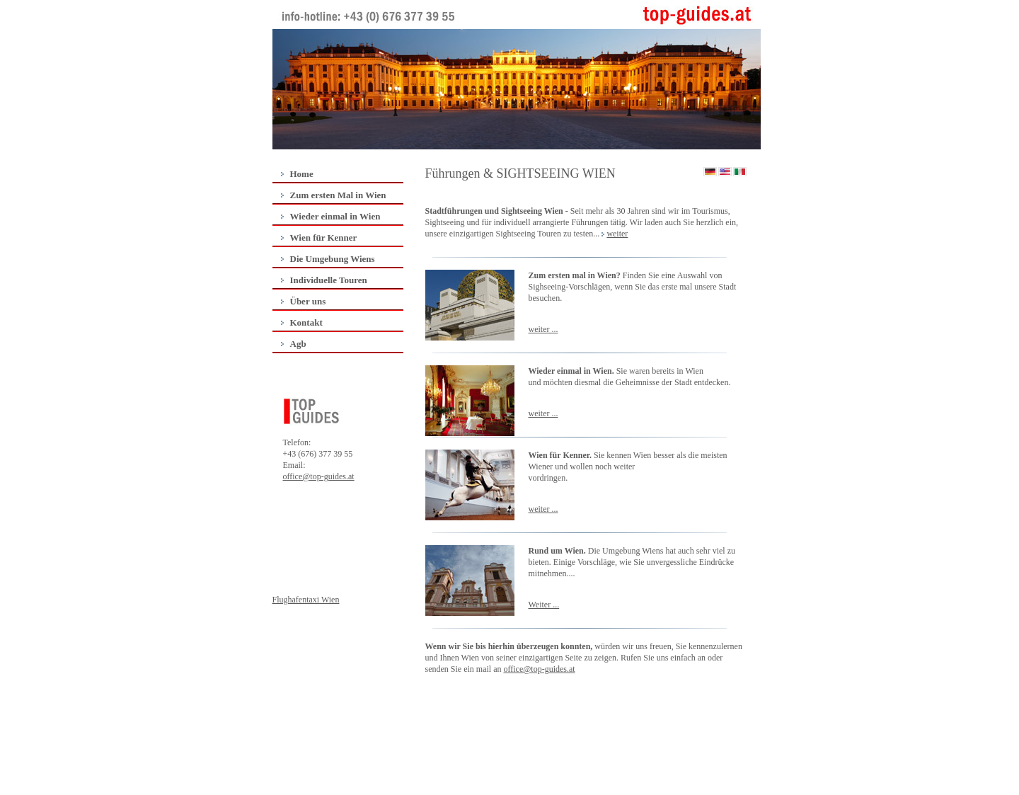 Aktuelle Website-Vorschau von Sightseeing Wien - top-guides.at