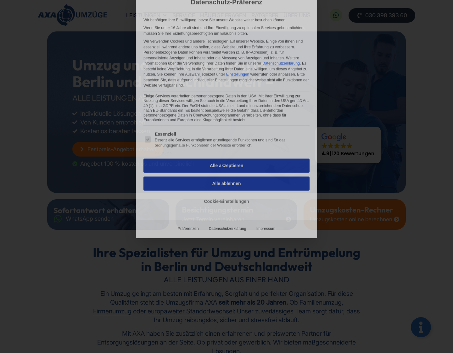 Aktuelle Website-Vorschau von Ümzuge AXA Umzug Berlin
