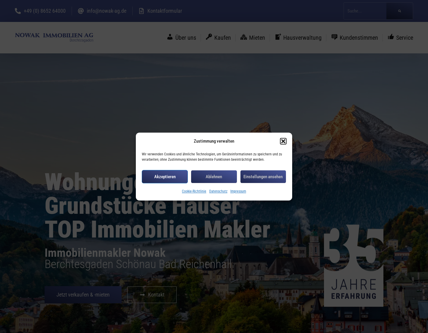 Aktuelle Website-Vorschau von Nowak Immobilien AG Berchtesgaden