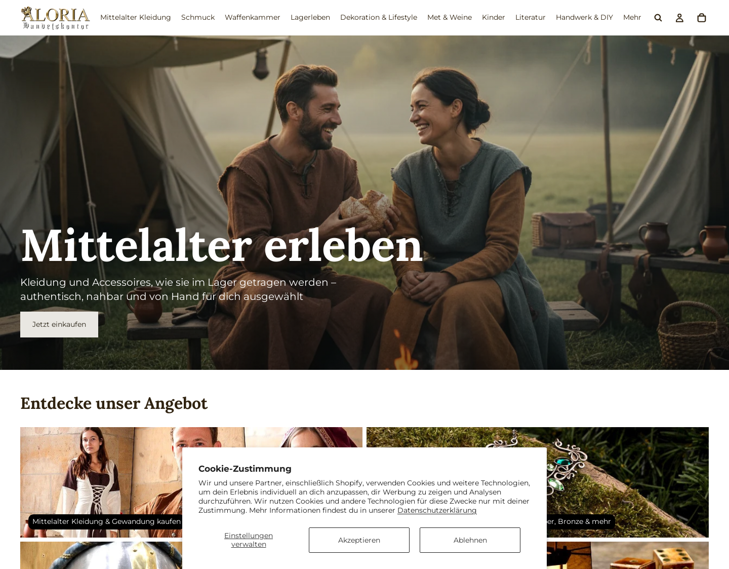 Aktuelle Website-Vorschau von ALORIA Handelskontor