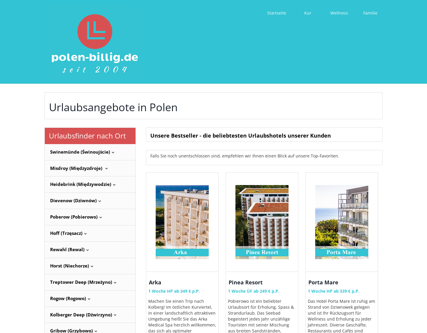 Aktuelle Website-Vorschau von Reise nach Polen buchen