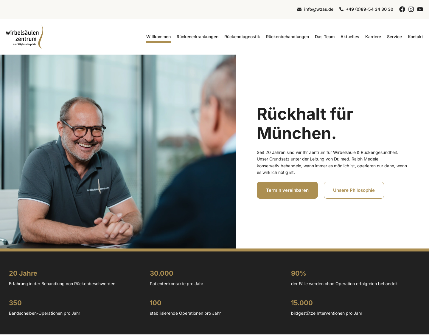 Aktuelle Website-Vorschau von Wirbelsäulenzentrum am Stiglmaierplatz