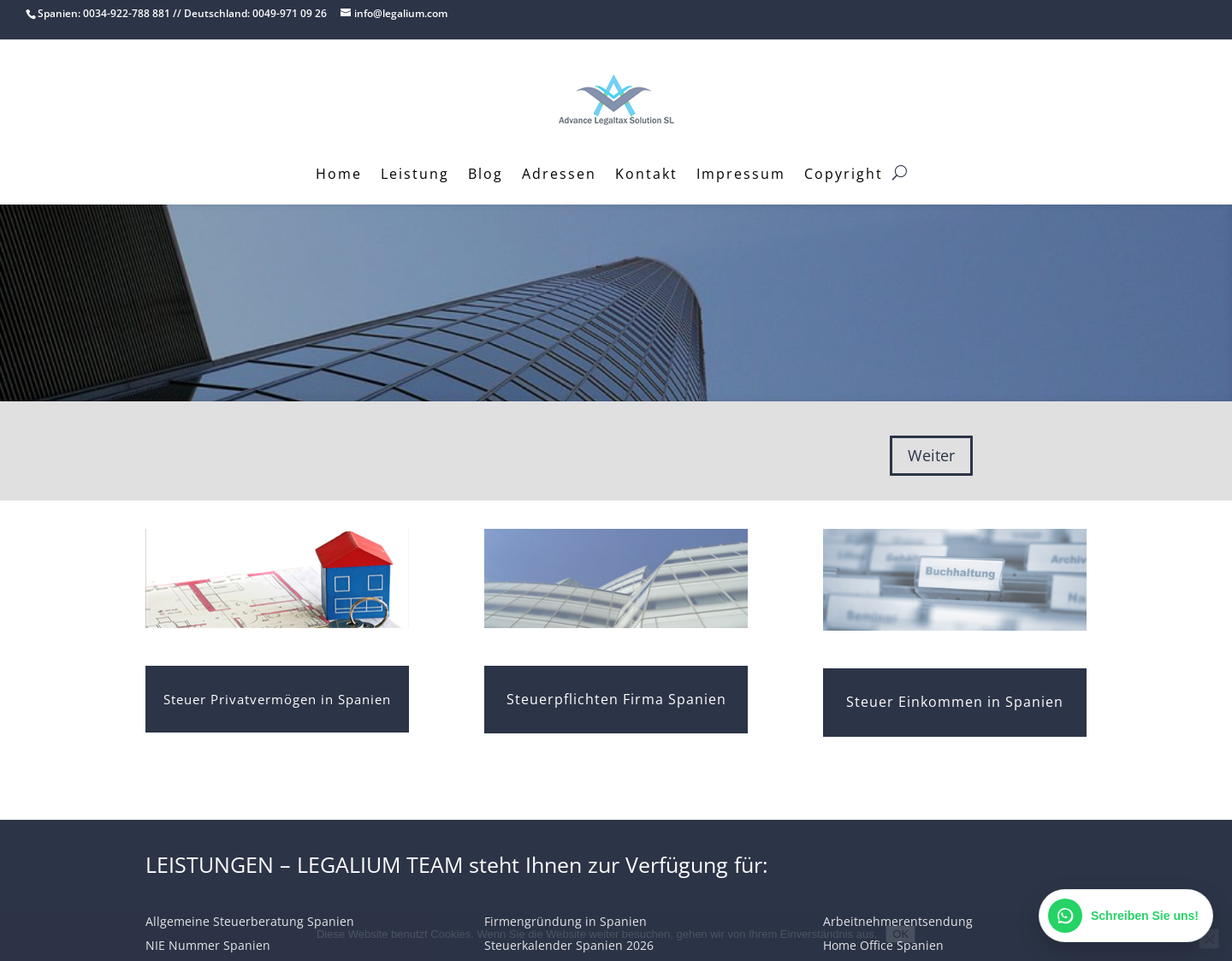 Aktuelle Website-Vorschau von LEGALIUM, D. Cano & D. Luickhardt