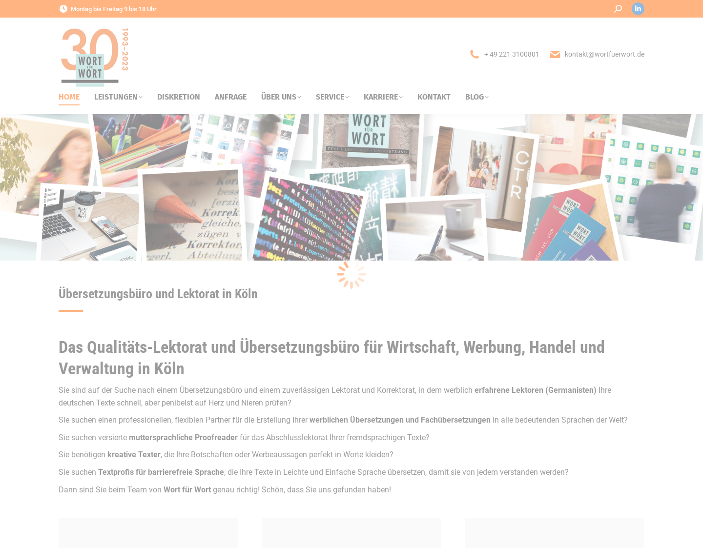 Aktuelle Website-Vorschau von Übersetzungen in aller Sprachen