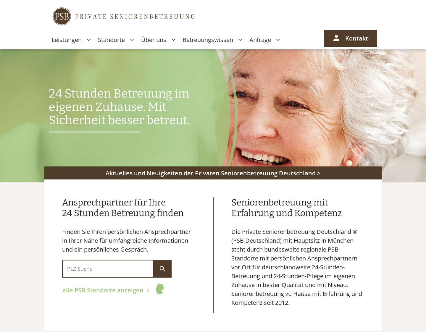 Aktuelle Website-Vorschau von Private Seniorenbetreuung