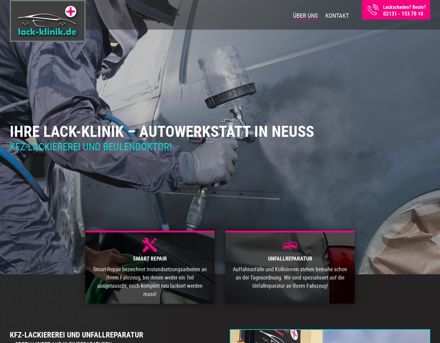 Aktuelle Website-Vorschau von Lack Klinik in Neuss