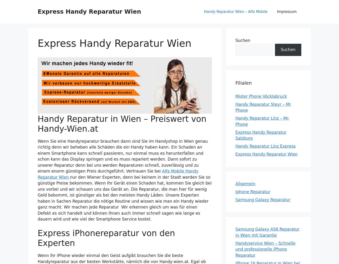Aktuelle Website-Vorschau von Handy-wien.at ? Ihr Smartphoneshop