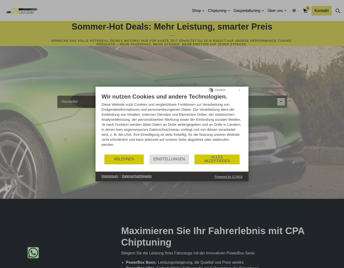 Aktuelle Website-Vorschau von CPA Chiptuning - Motortuning