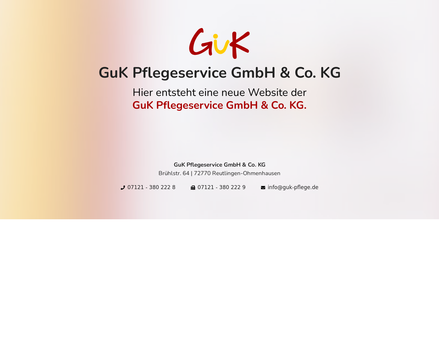 Aktuelle Website-Vorschau von GuK Pflegedienst Reutlingen