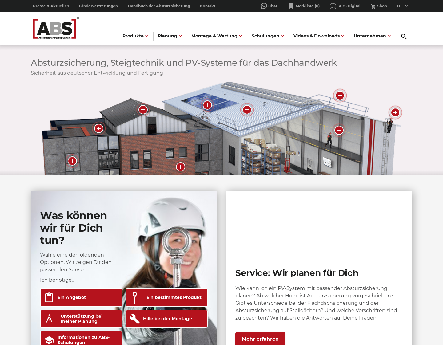 Aktuelle Website-Vorschau von Absturzsicherung ABS Safety GmbH