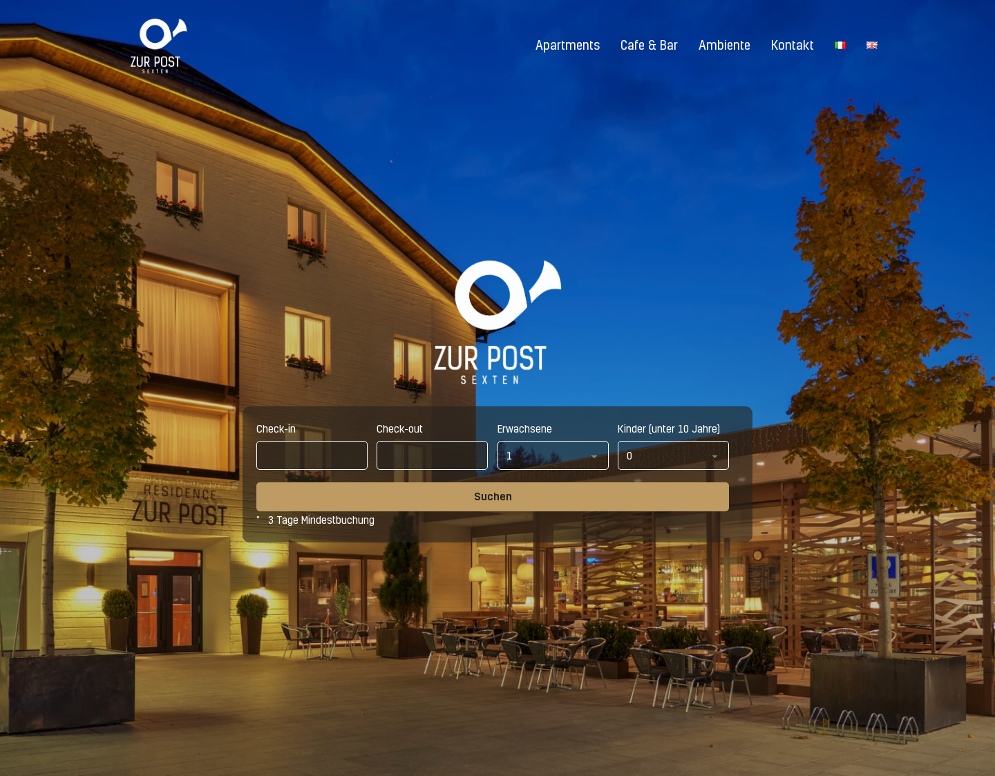 Aktuelle Website-Vorschau von Hotel Zur Post in Sexten