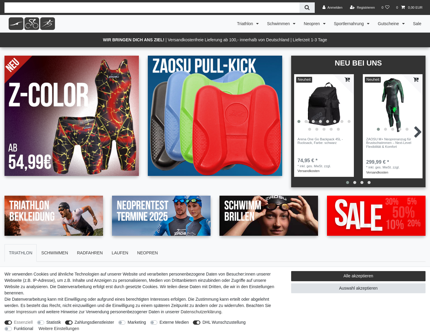 Aktuelle Website-Vorschau von Triathlonshop - Sportshop-Triathlon