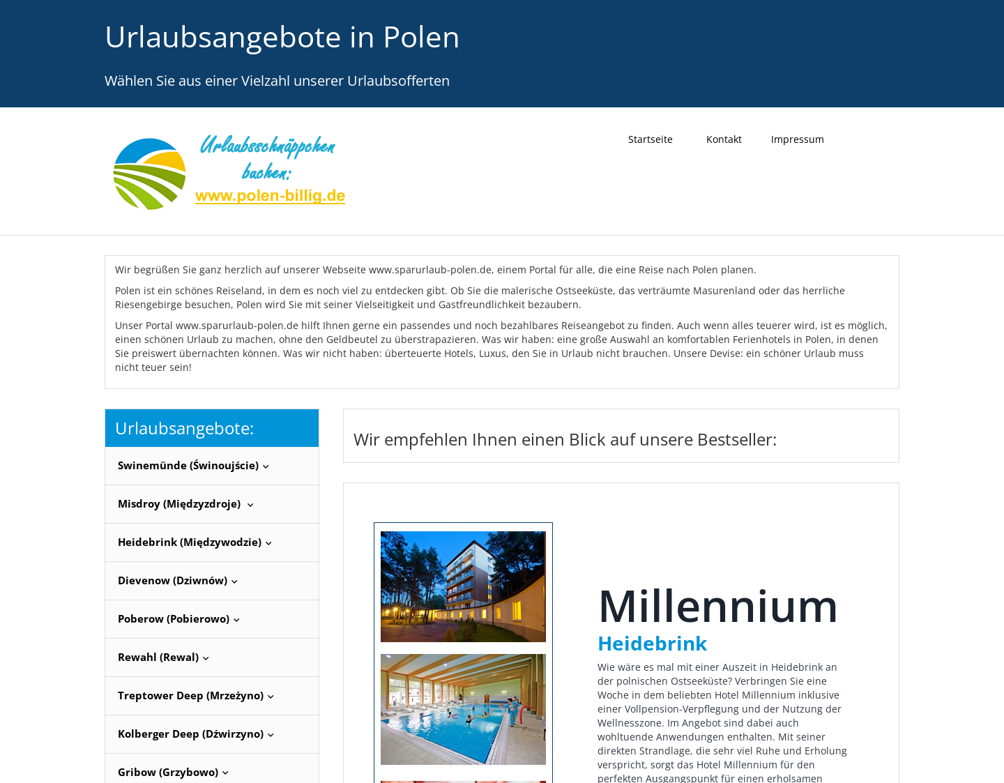 Aktuelle Website-Vorschau von Polen Urlaub