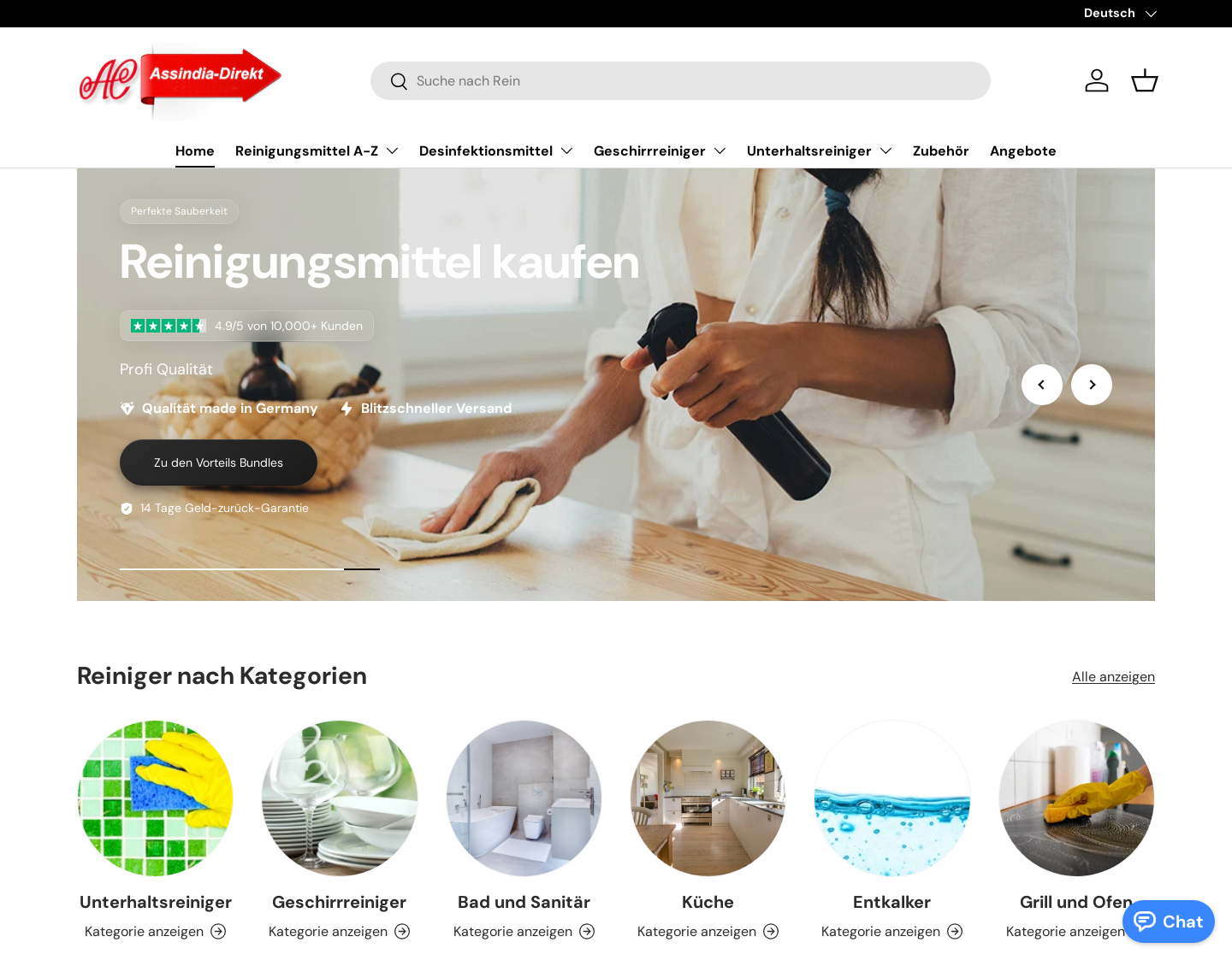 Aktuelle Website-Vorschau von Assindia Chemie Reinigungsmittel