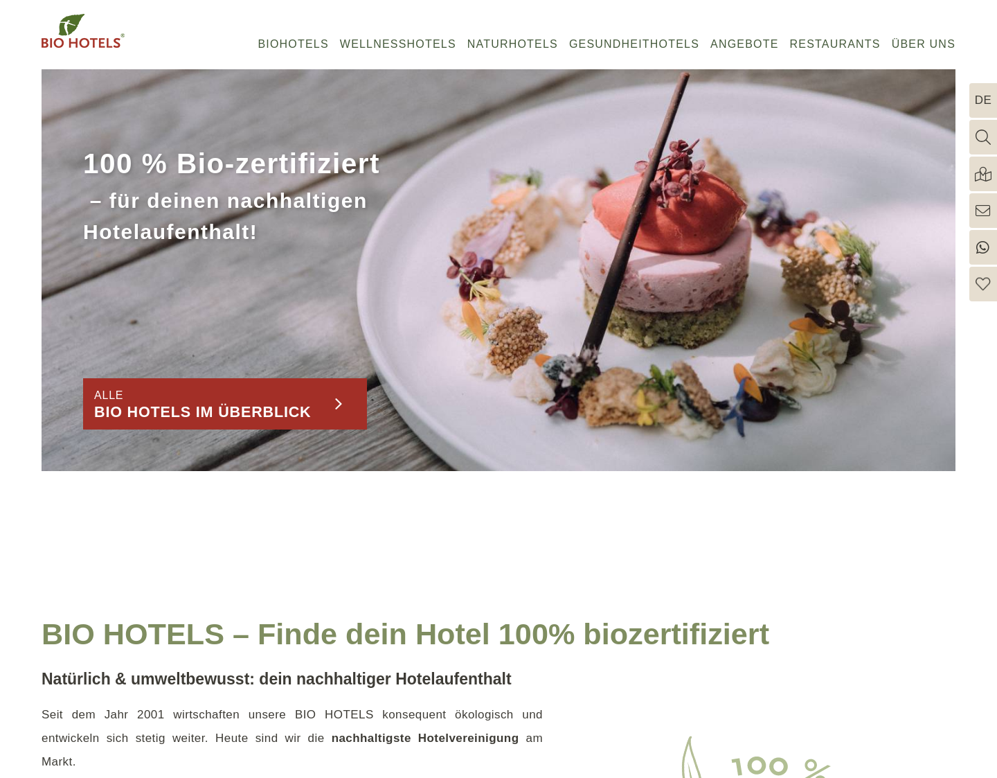 Aktuelle Website-Vorschau von Bio Urlaub