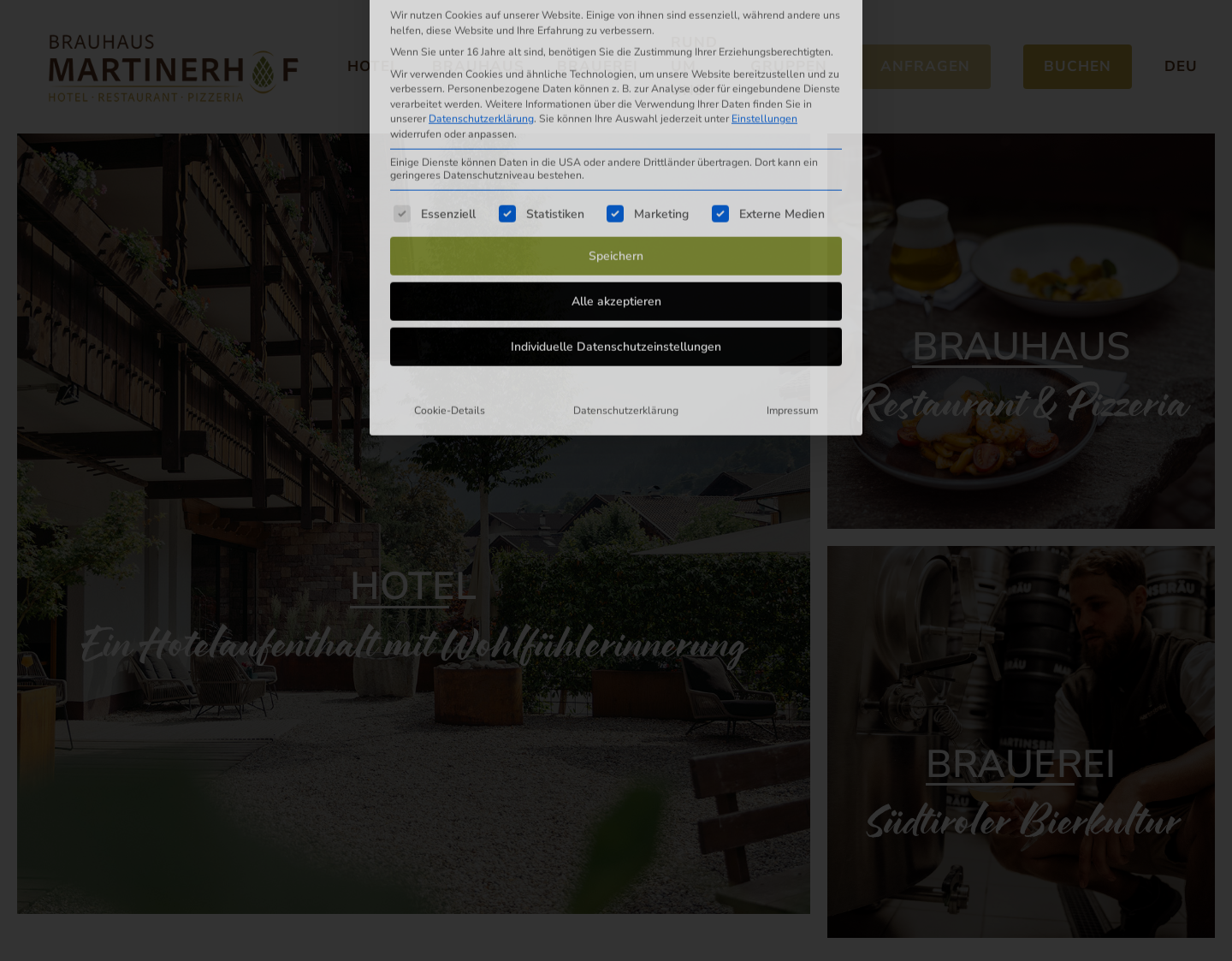 Aktuelle Website-Vorschau von Hotel Südtirol - Brauhotel Martinerhof