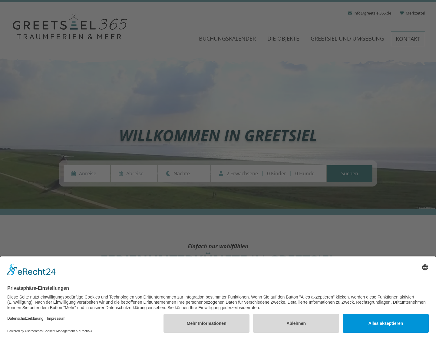 Aktuelle Website-Vorschau von FeWo Krabbenkorb Greetsiel