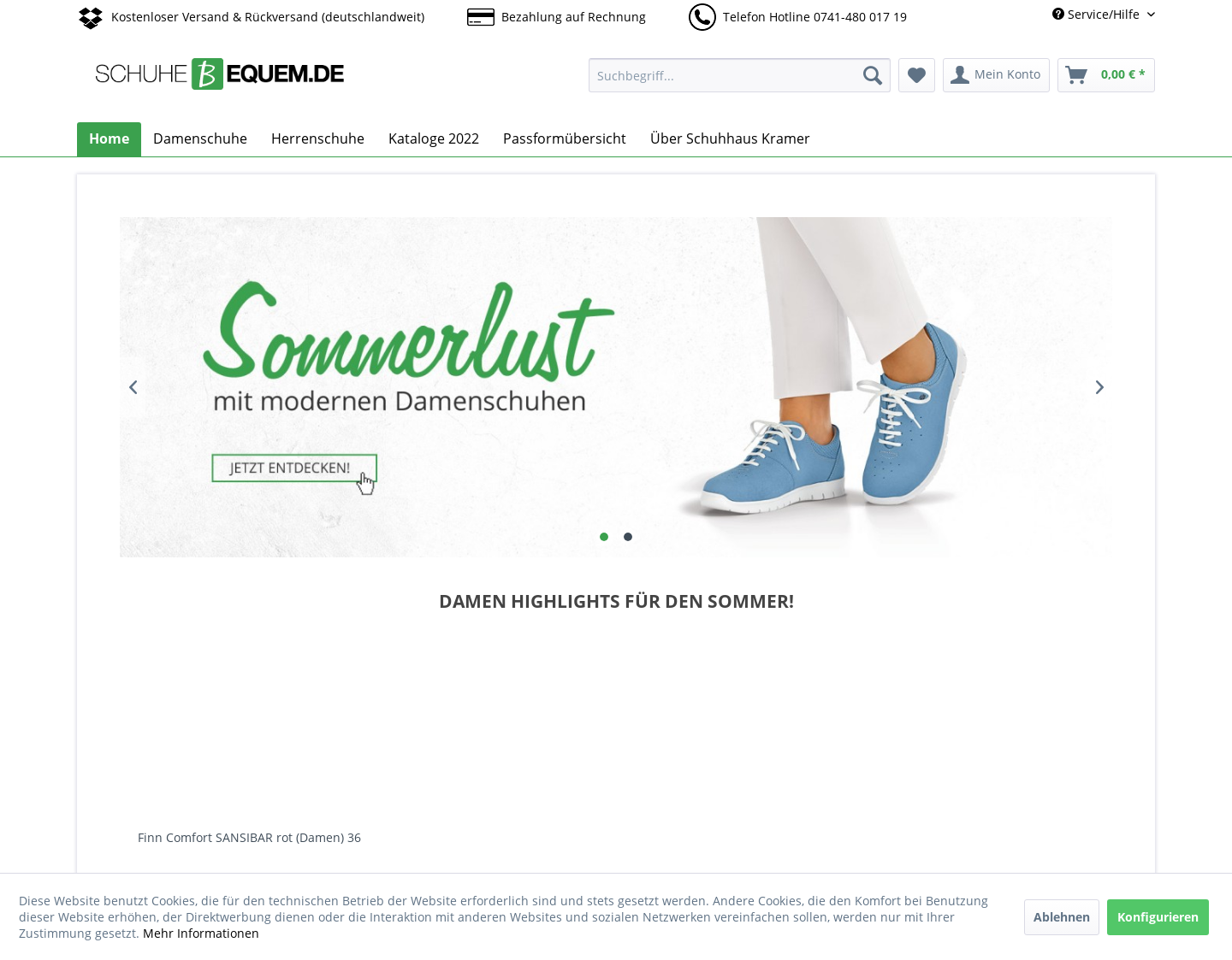 Aktuelle Website-Vorschau von Schuhhaus Kramer
