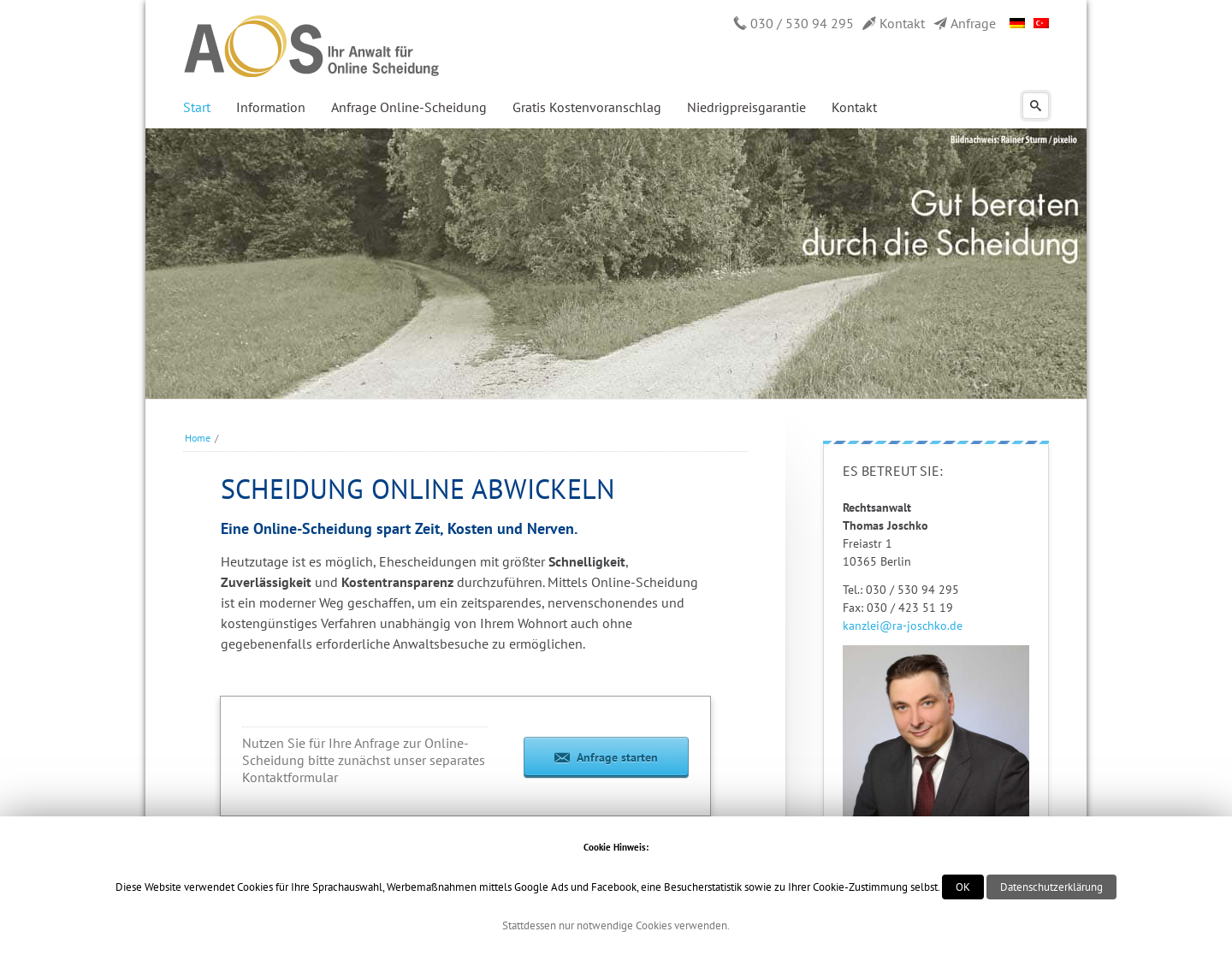 Aktuelle Website-Vorschau von Online Scheidung