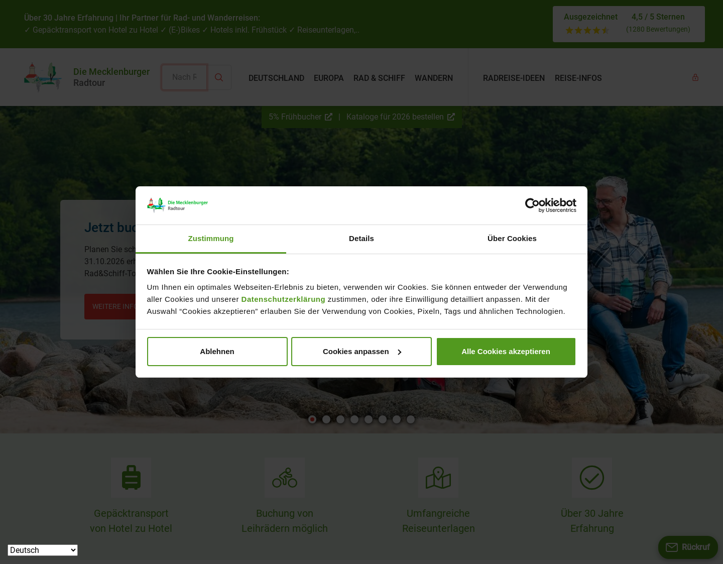 Aktuelle Website-Vorschau von Mecklenburger Radtour