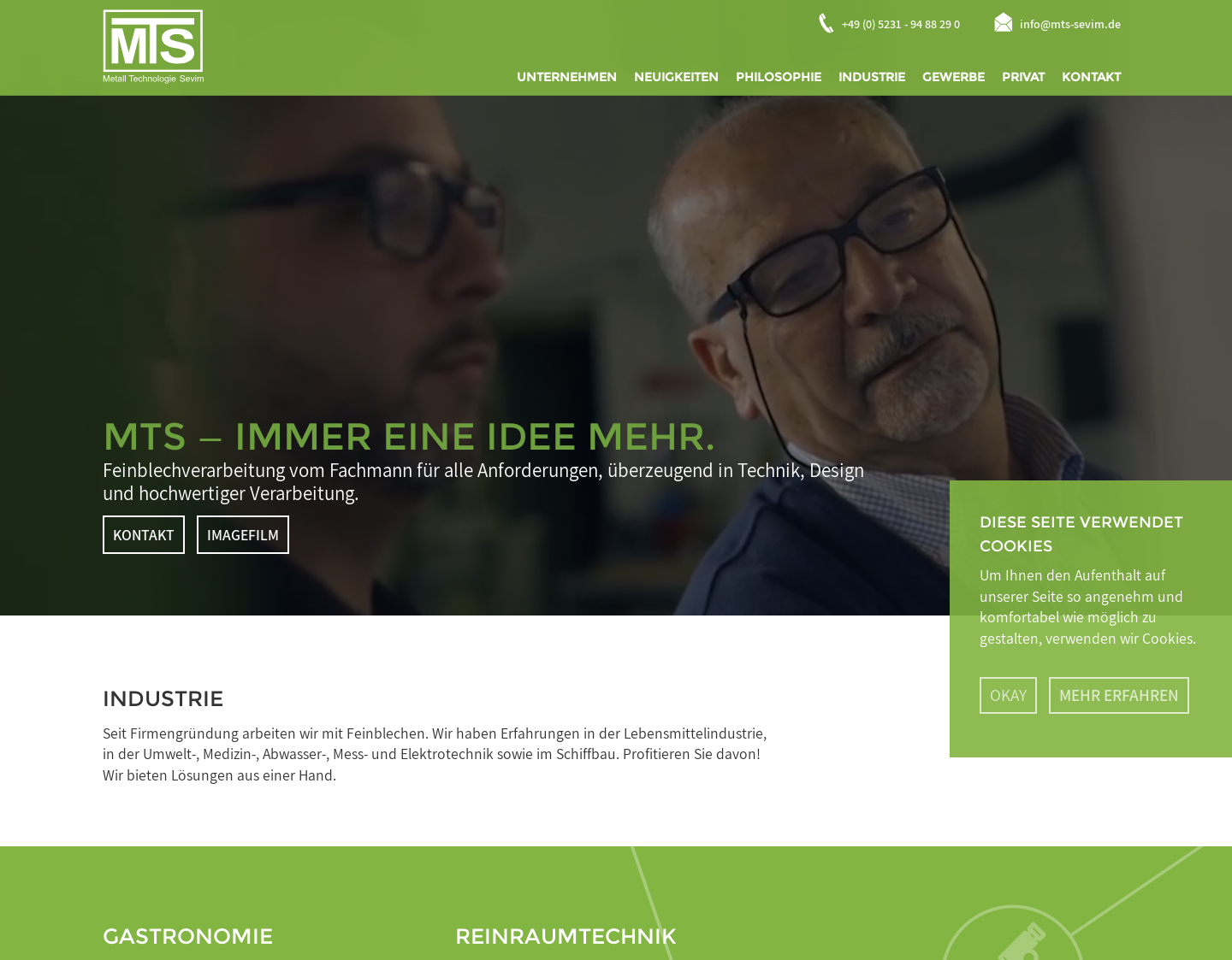 Aktuelle Website-Vorschau von MTS - Metall Technologie Sevim