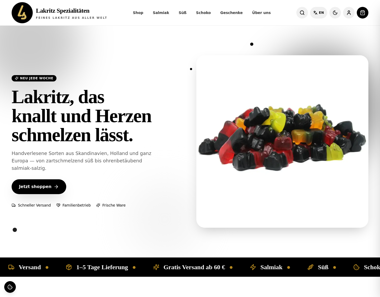 Aktuelle Website-Vorschau von Lakritz Spezialitaeten