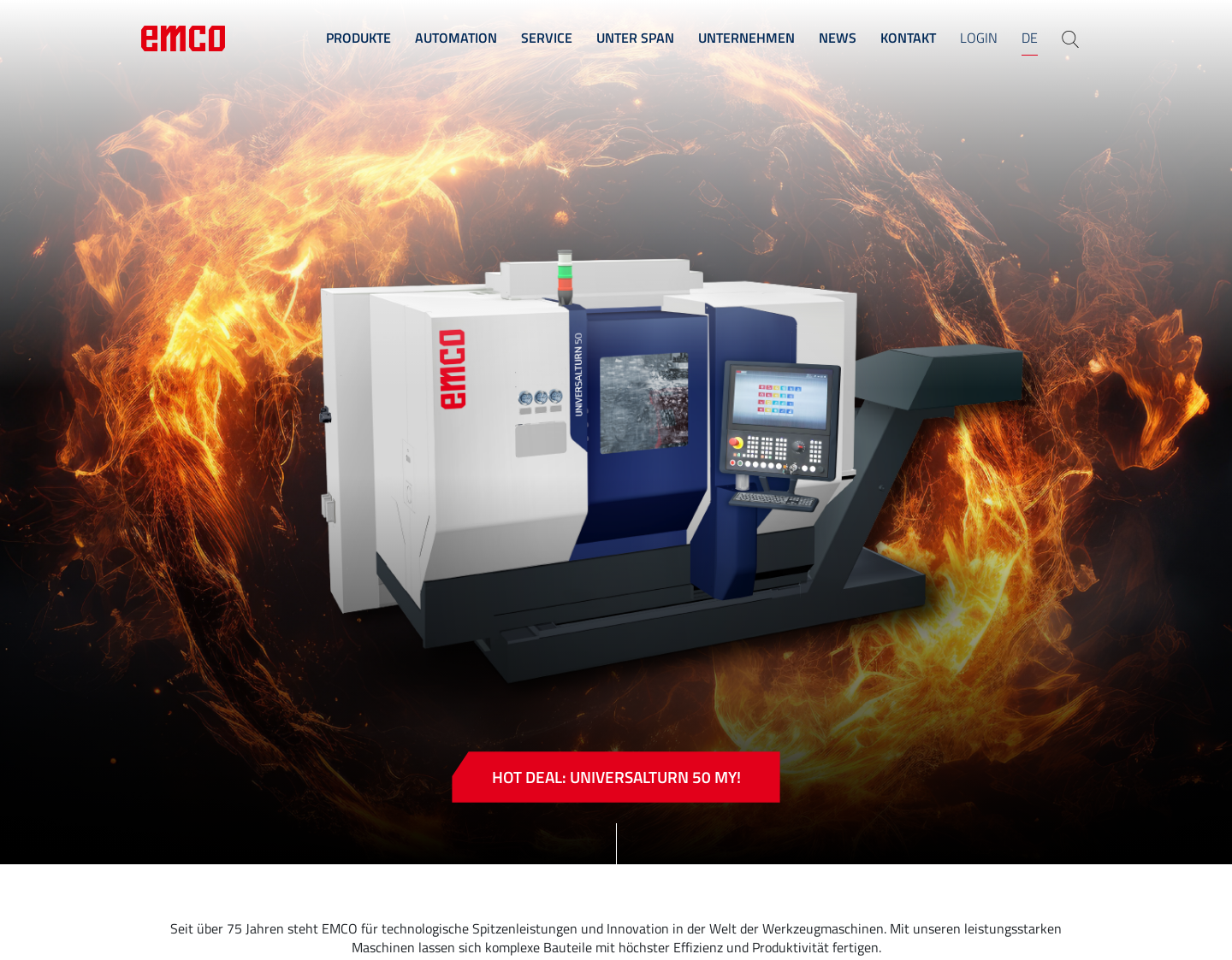 Aktuelle Website-Vorschau von EMCO Drehmaschinen