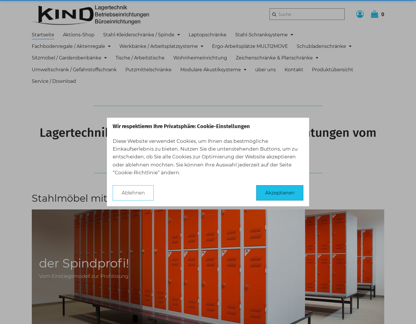 Aktuelle Website-Vorschau von Kind Lagertechnik Betriebeinrichtungen