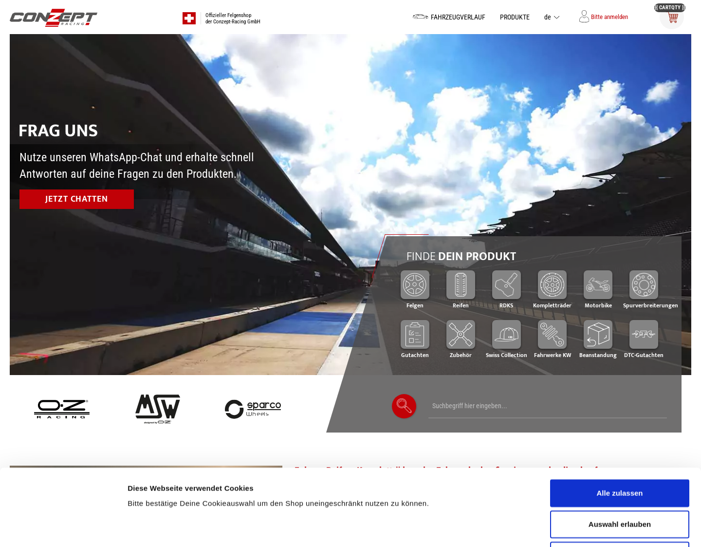 Aktuelle Website-Vorschau von OZ-Racing