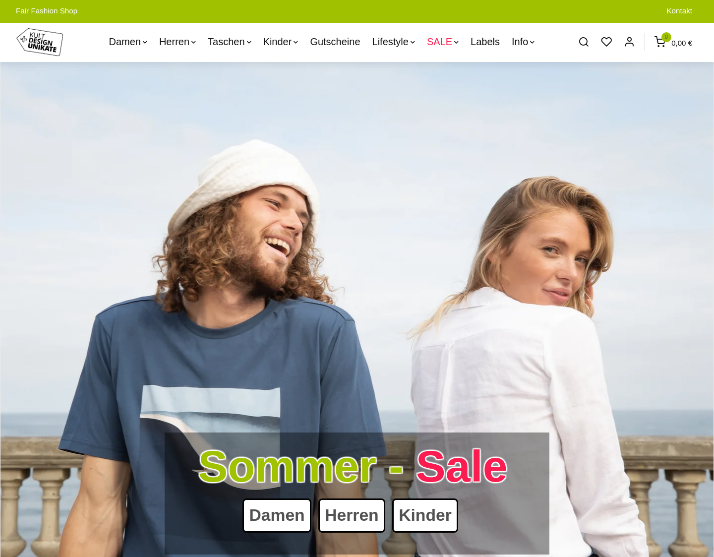 Aktuelle Website-Vorschau von Taschen und Fair Trade Kleidung