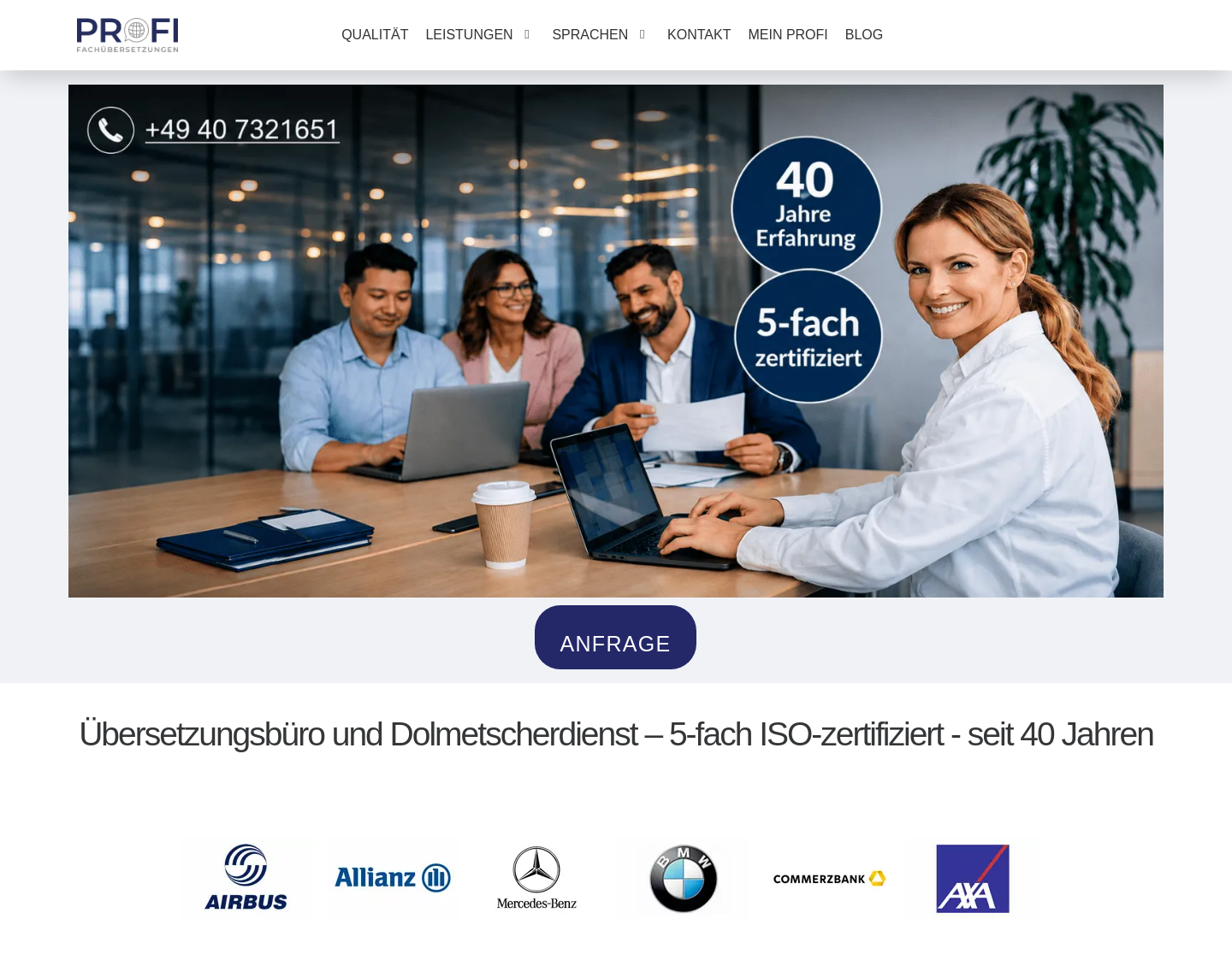 Aktuelle Website-Vorschau von Profi Schnelldienst Fachübersetzung