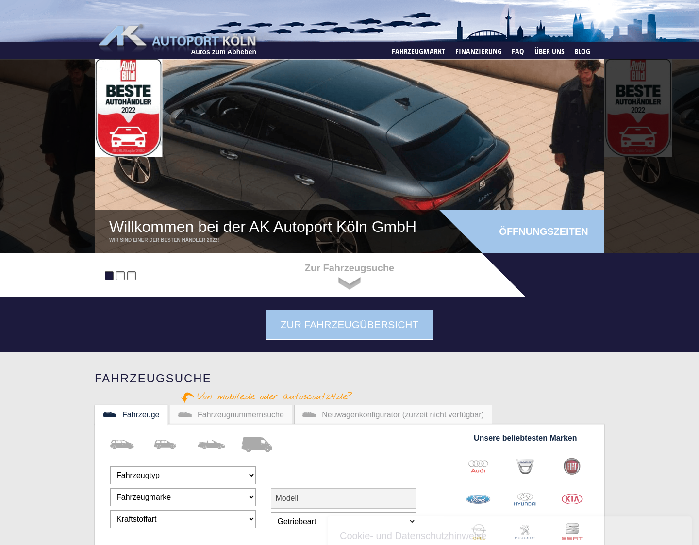Aktuelle Website-Vorschau von EU Neuwagen und Gebrauchtwagen