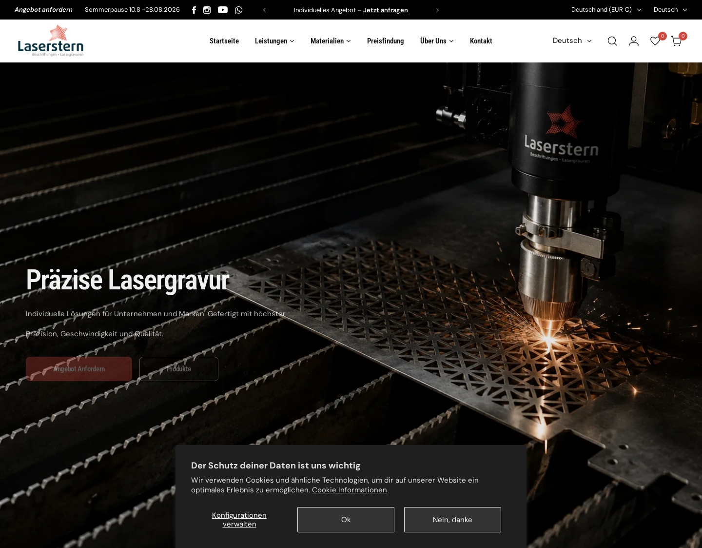 Aktuelle Website-Vorschau von Laserstern - Lasergravuren