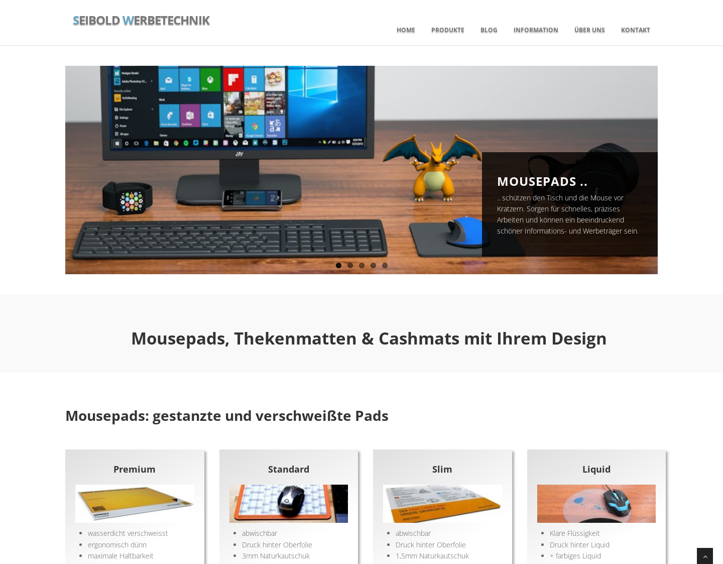 Aktuelle Website-Vorschau von Seibold Werbemousepads