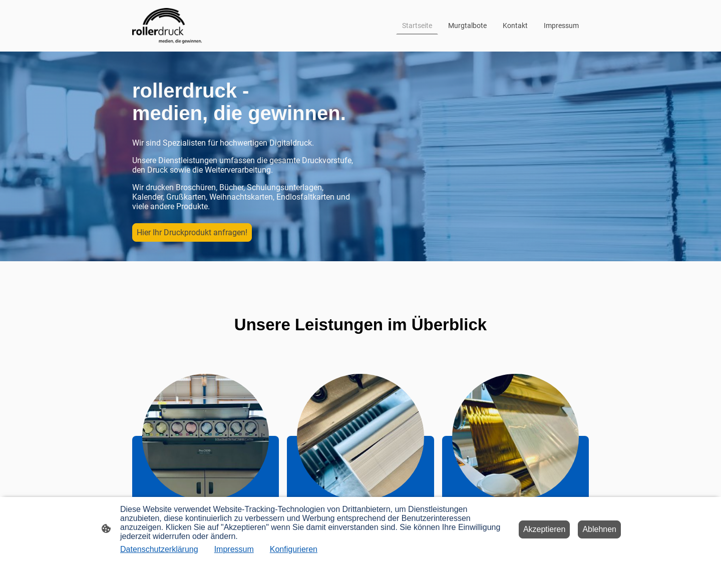 Aktuelle Website-Vorschau von Ihre Druckerei rund um Stuttgart