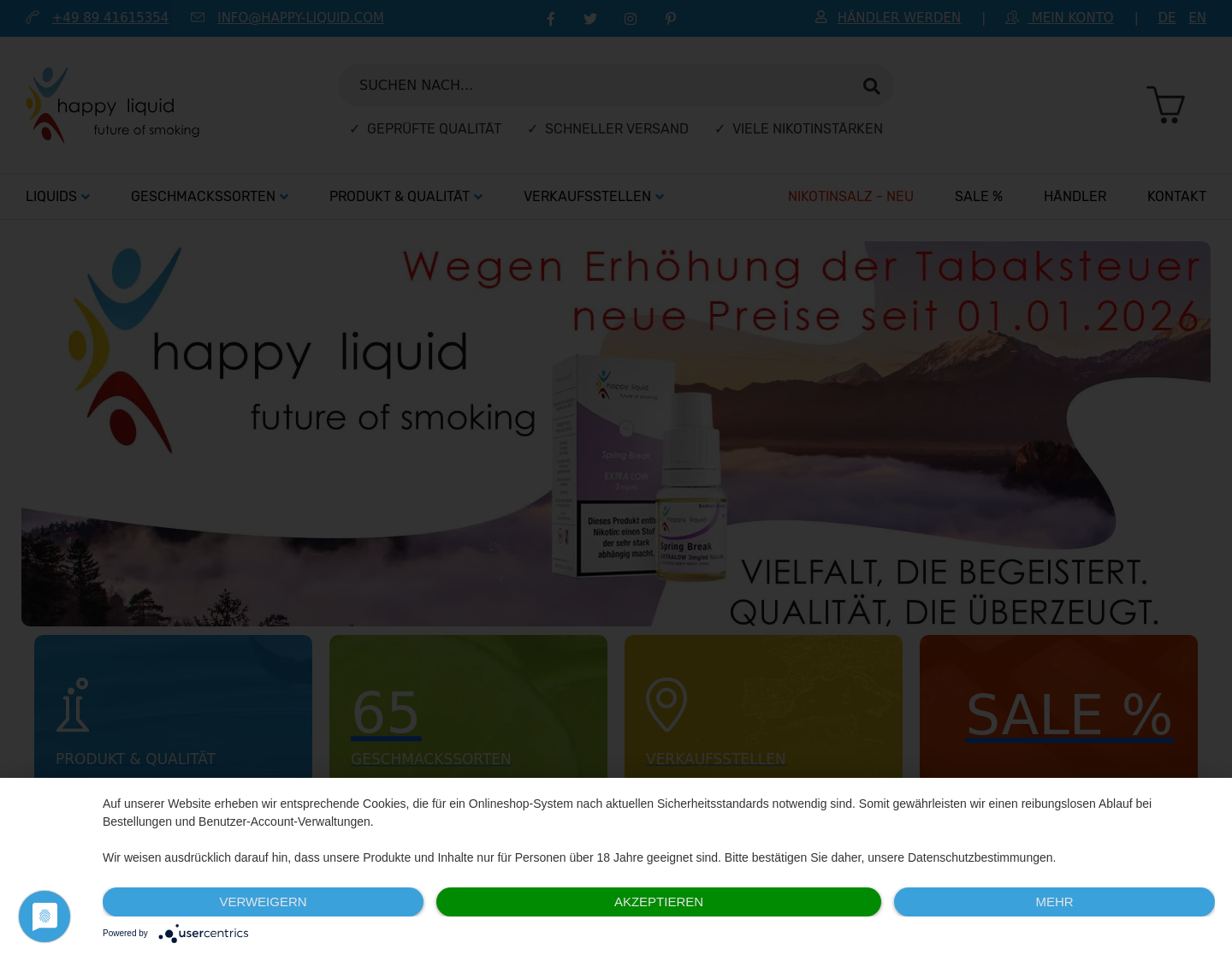 Aktuelle Website-Vorschau von happy liquid - your favorite flavor
