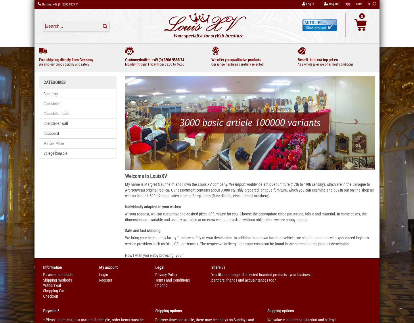 Aktuelle Website-Vorschau von LouisXV.de - Stilechte Möbel
