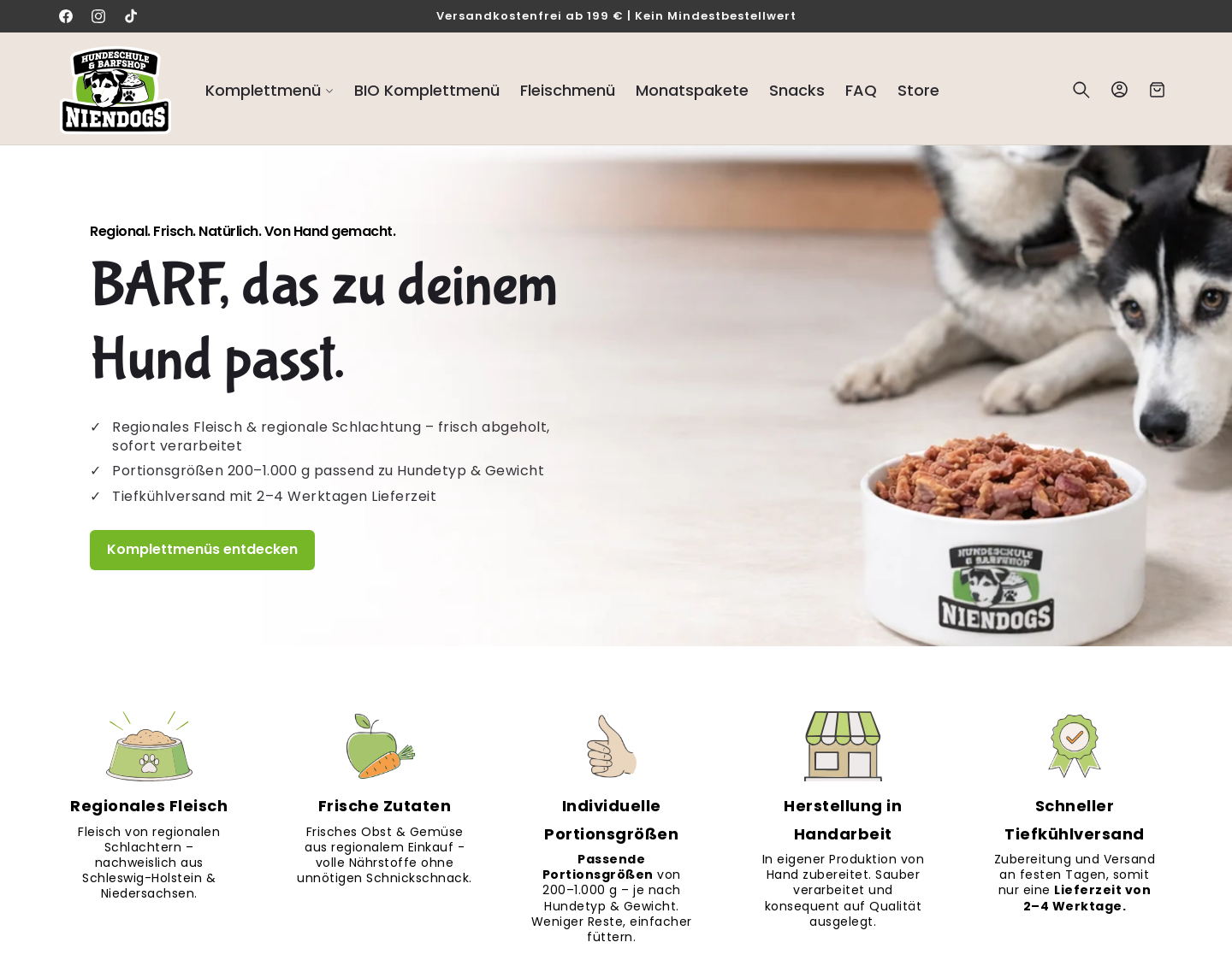 Aktuelle Website-Vorschau von Barf Komplett Hundefutter Shop