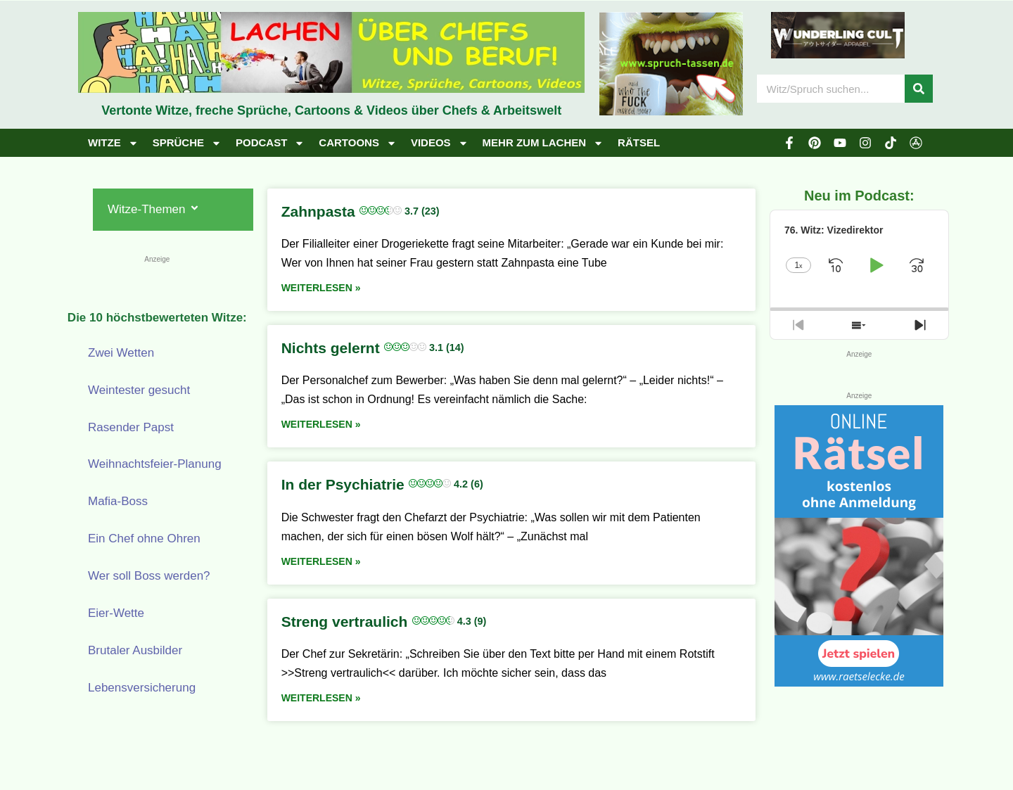 Aktuelle Website-Vorschau von Chefwitze en Blog