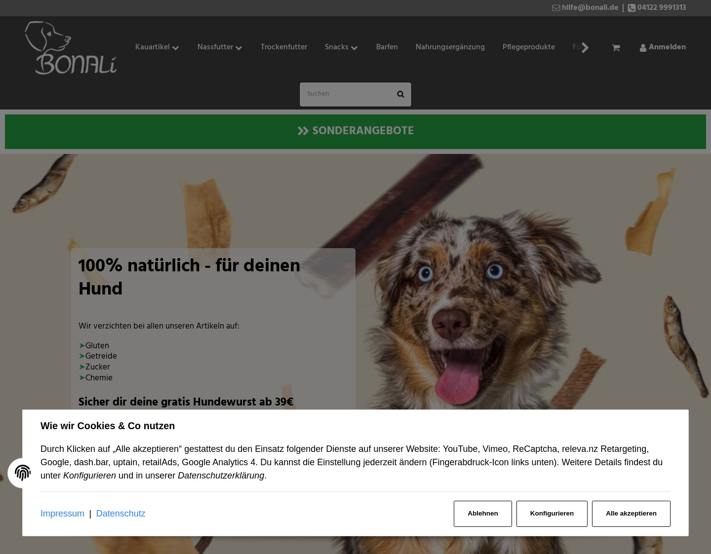 Aktuelle Website-Vorschau von Hundefutter