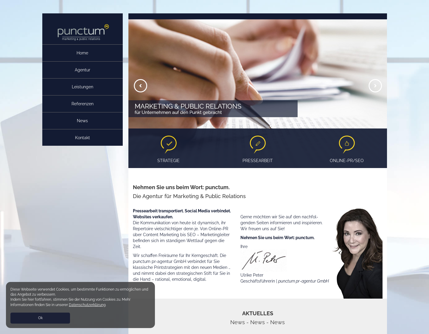 Aktuelle Website-Vorschau von punctum pr-agentur GmbH